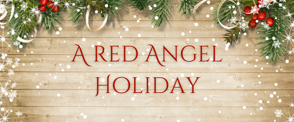 shorts titles - 1 "A Red Angel Holiday" written over a light christmas background
